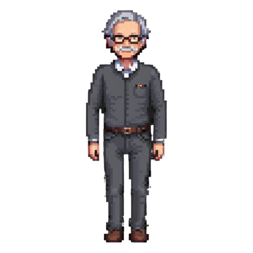 full body older human character sticker