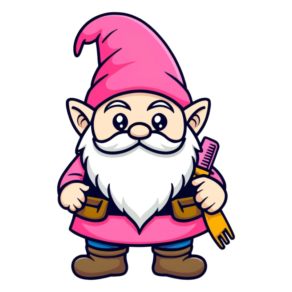 Ugly gnome with pink comb sticker