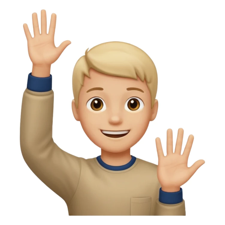 boy raising his hand sticker