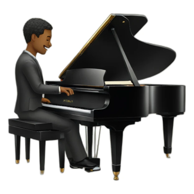 man playing grand piano sticker