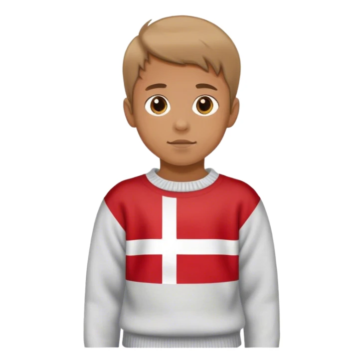 boy in the sweater with danish flag sticker