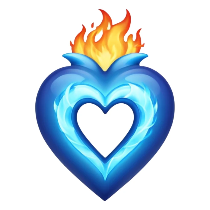 Heart with blue fire around it  sticker