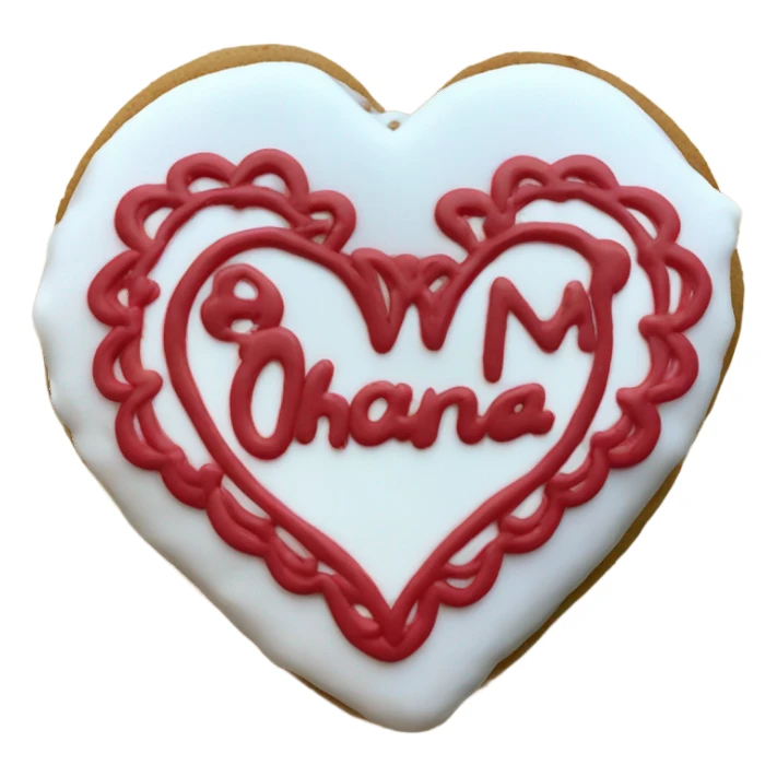 Red cookie heart with ohana sticker