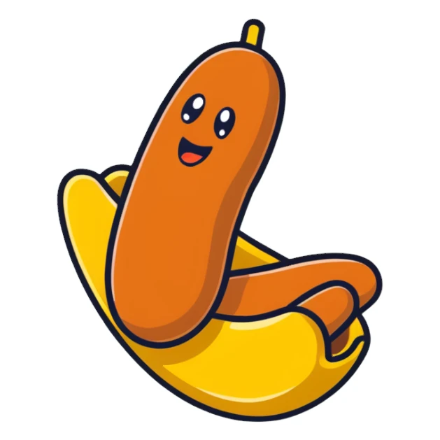 Korean corn dog, cartoonish sticker style, fun sticker