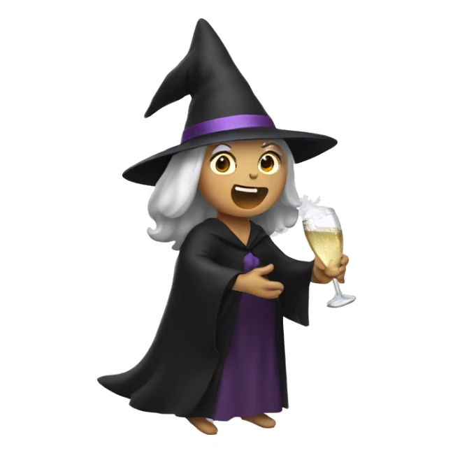 Witch Popping Champagne Bottle sticker