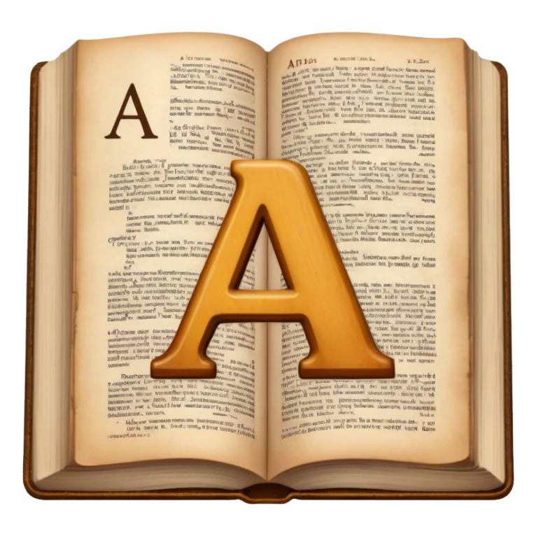 English dictionary book with letter A visible sticker