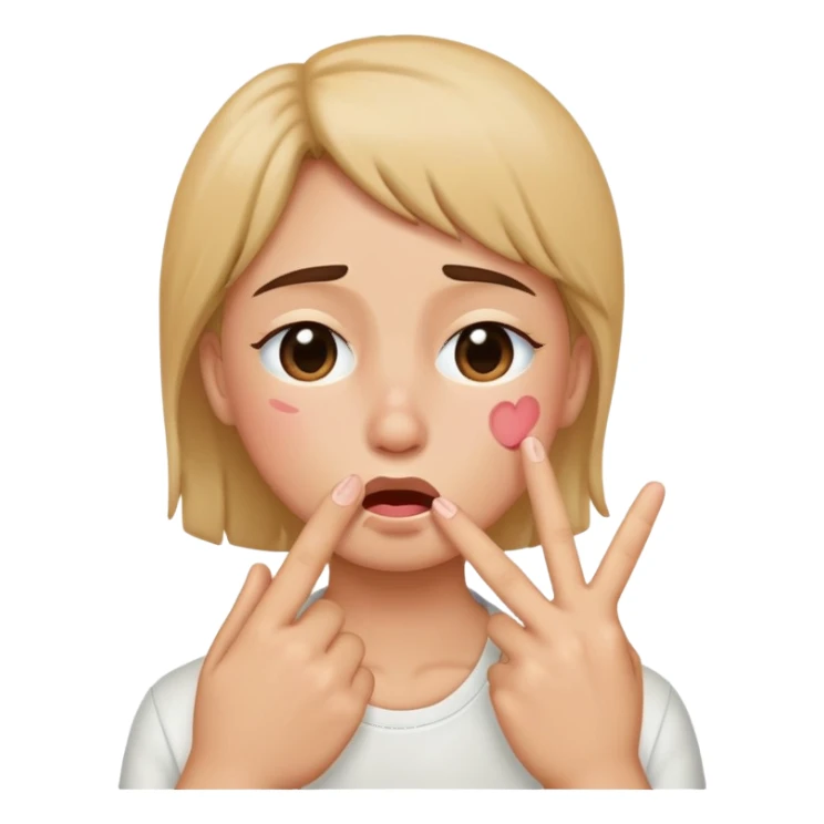 kissy face with peace sign and crying sticker