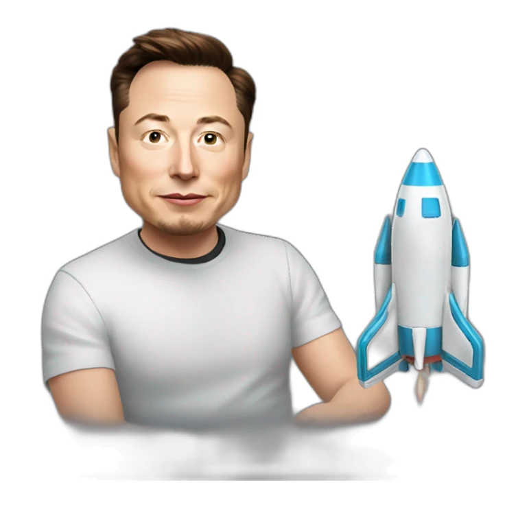 elon musk playing with rocket toy sticker