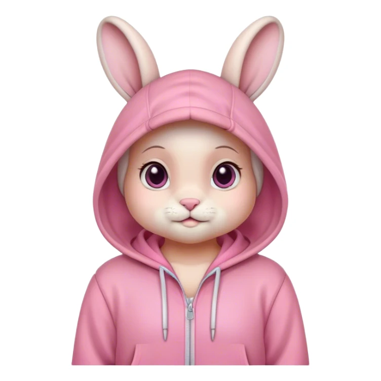 Conejo tierno con capucha rosada sticker