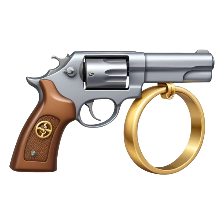 Pistol with a wedding ring sticker