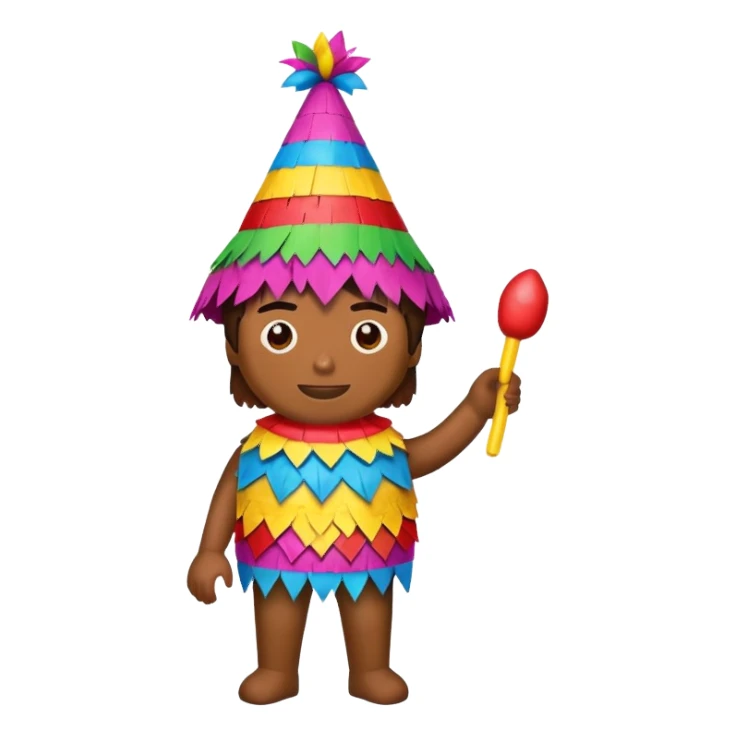 Someone putting on a piñata costume sticker