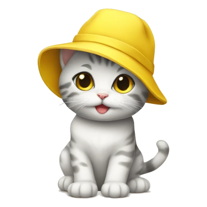 Baby cat with a yellow hat sticker