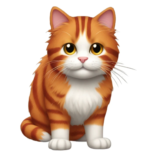 Red furry striped cat sticker