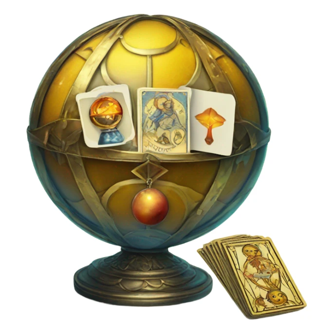 Tarot cards and a magic ball sticker