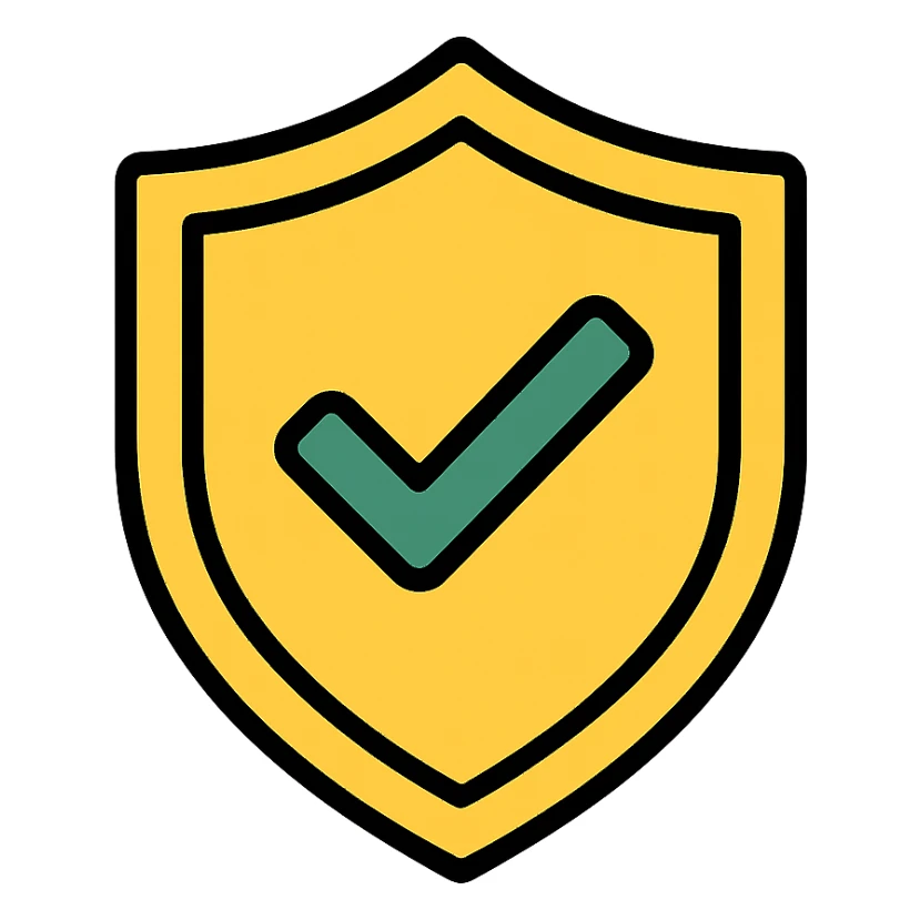 yellow shield with checkmark icon sticker