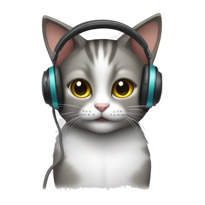 Cat with headphones cleaning sticker