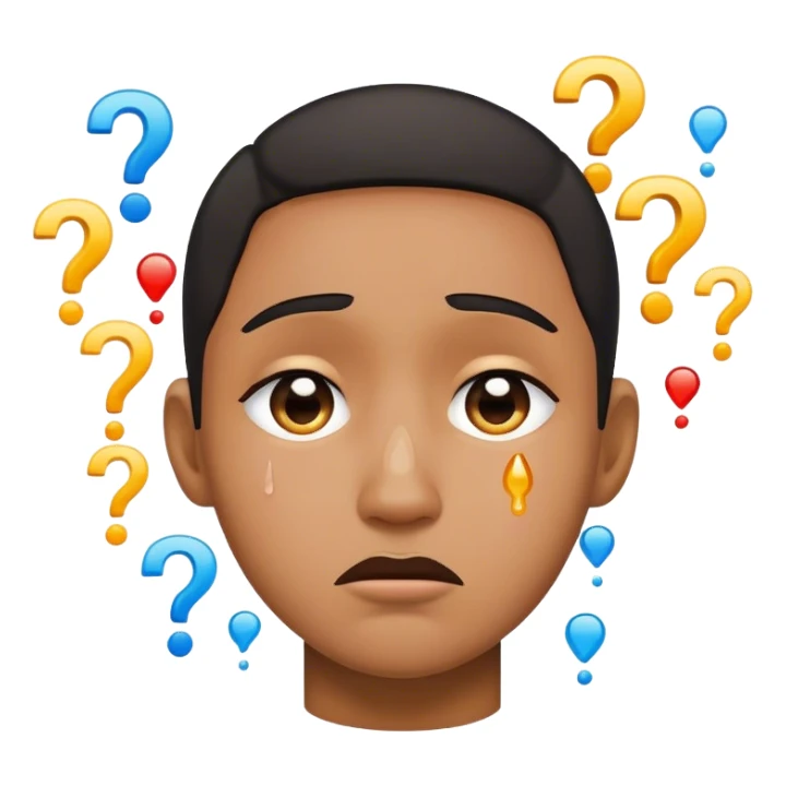 Agony with tears and question marks sticker