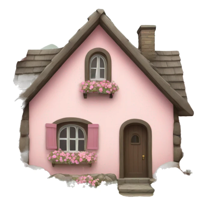 cottage with pink flowers sticker