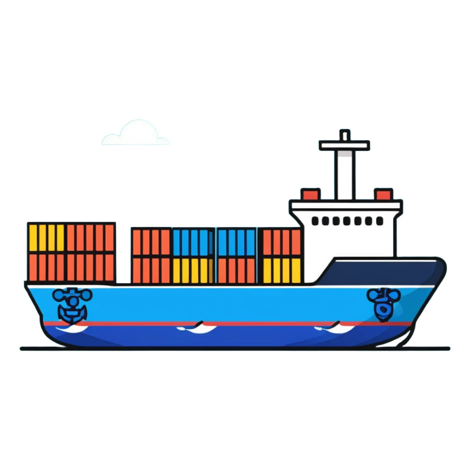 Cargo container ship in ocean sticker
