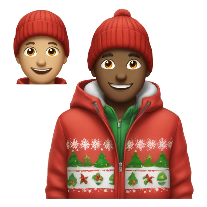 smiling boy in red jacket Christmas  sticker