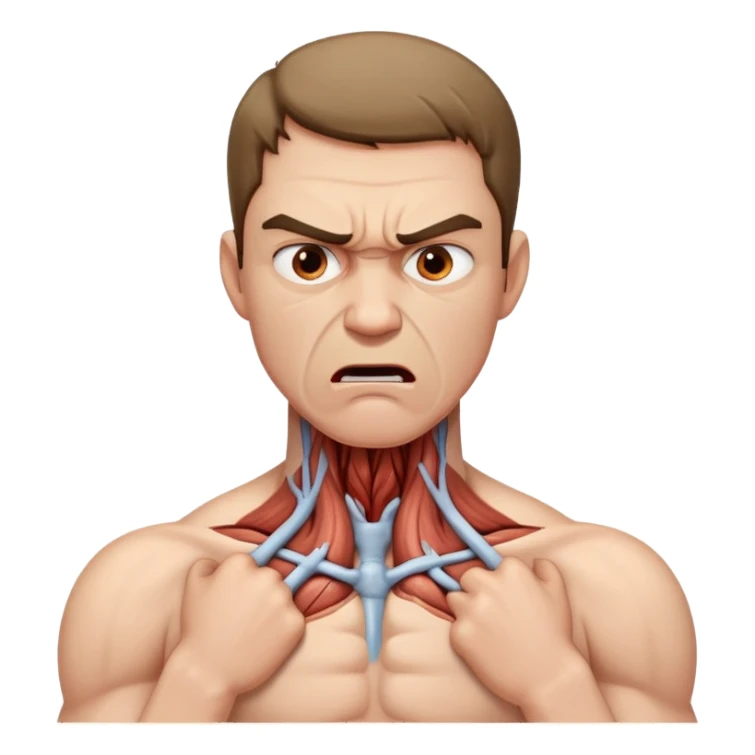 Man holding his neck angrily chocking sticker