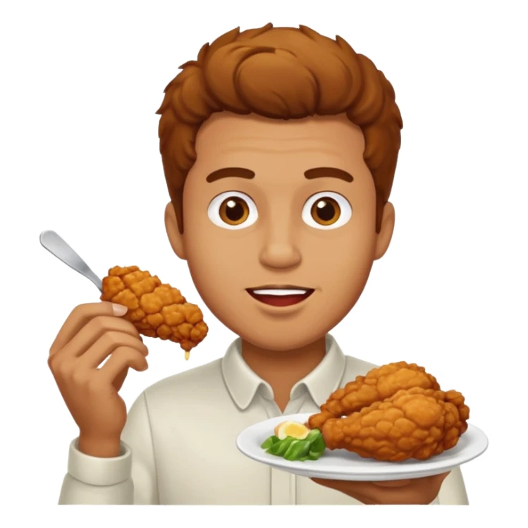 man eating chicken sticker