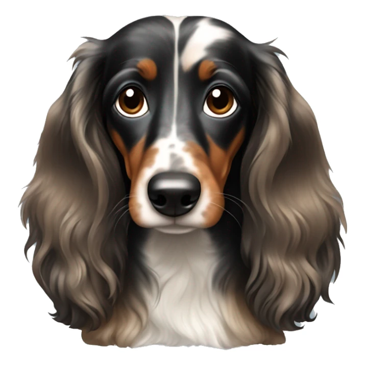 Black,brown  Merle long haired Dachshund sticker