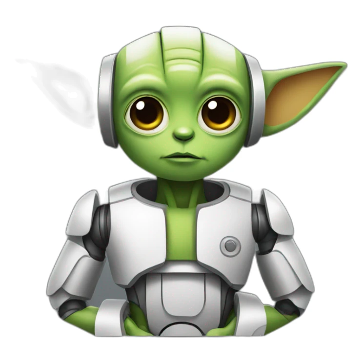 cute robot with yoda ears sticker