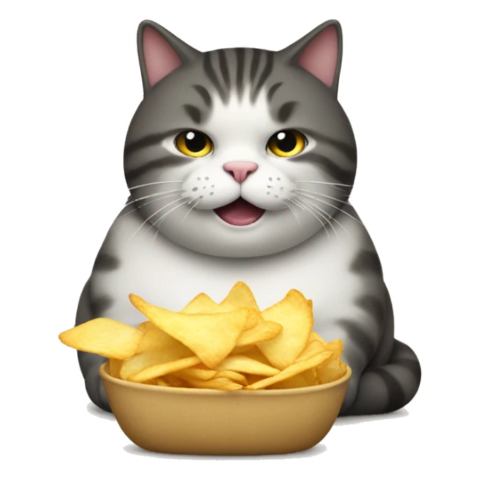 Fat cat eating chips sticker