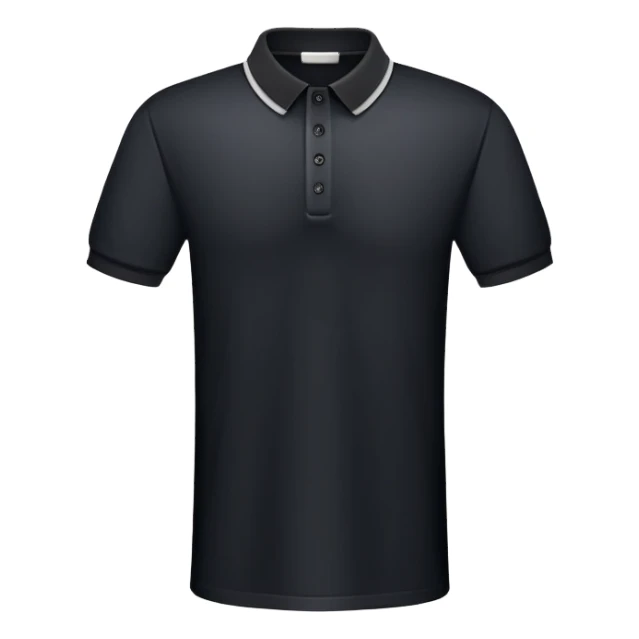 Black polo shirt with buttoned collar sticker