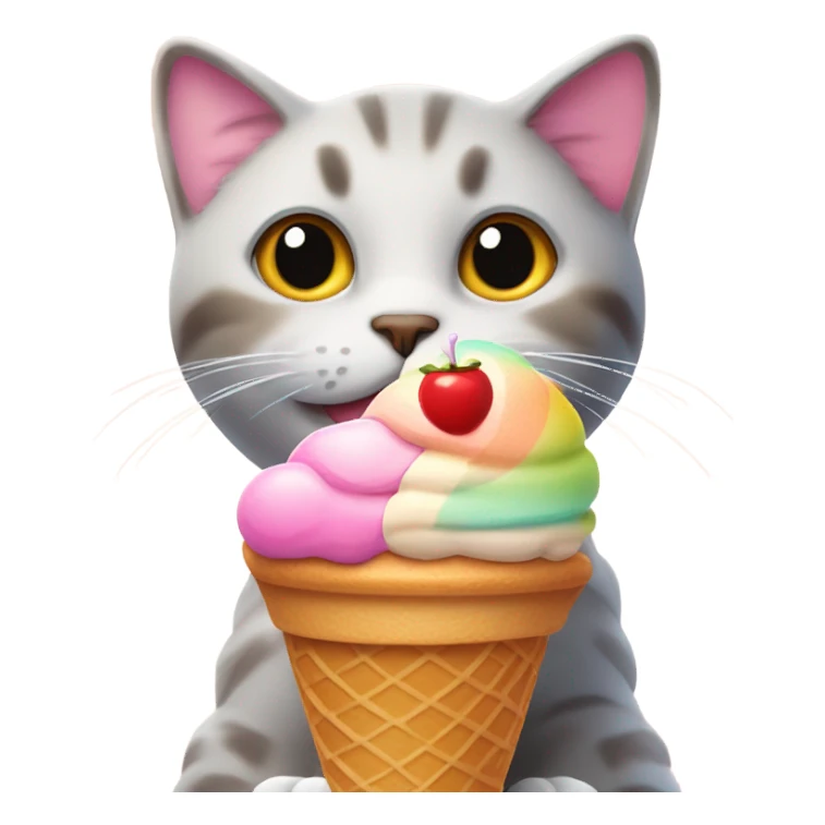Cat with ice cream sticker