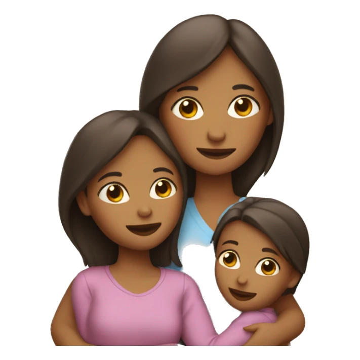 Mom with two daughters in her arms sticker