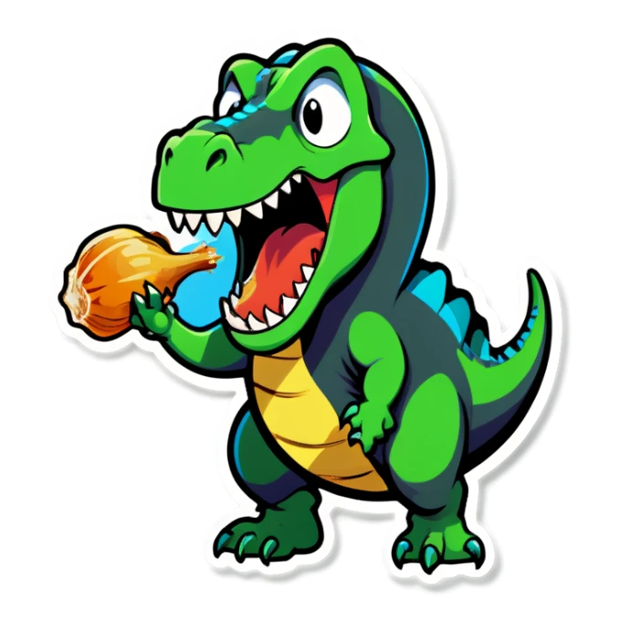 Dino yelling at garlic  sticker