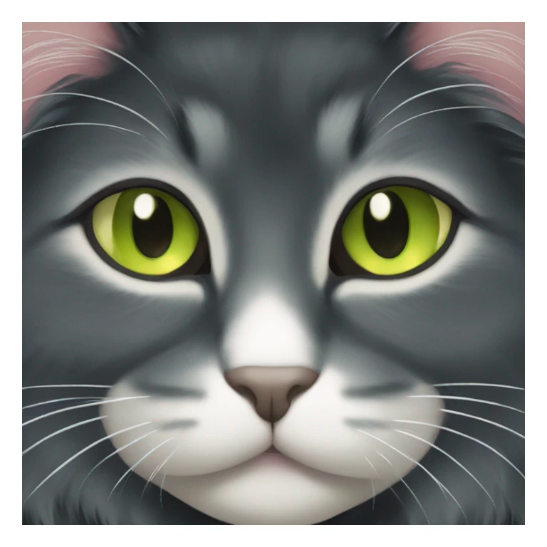Black long haired cat with light green eyes sticker