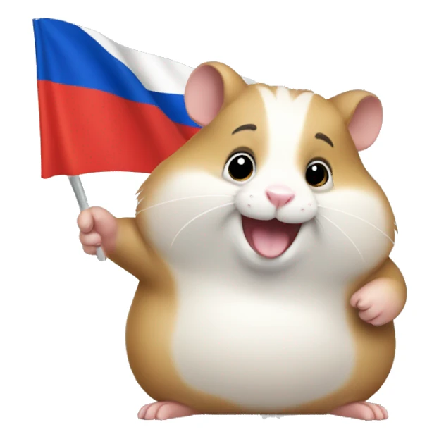 Fat hamster waiving small Russian flag in its hand sticker