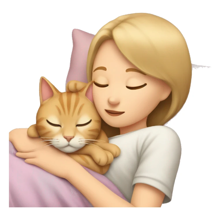 Beige cat sleeping with girl sticker