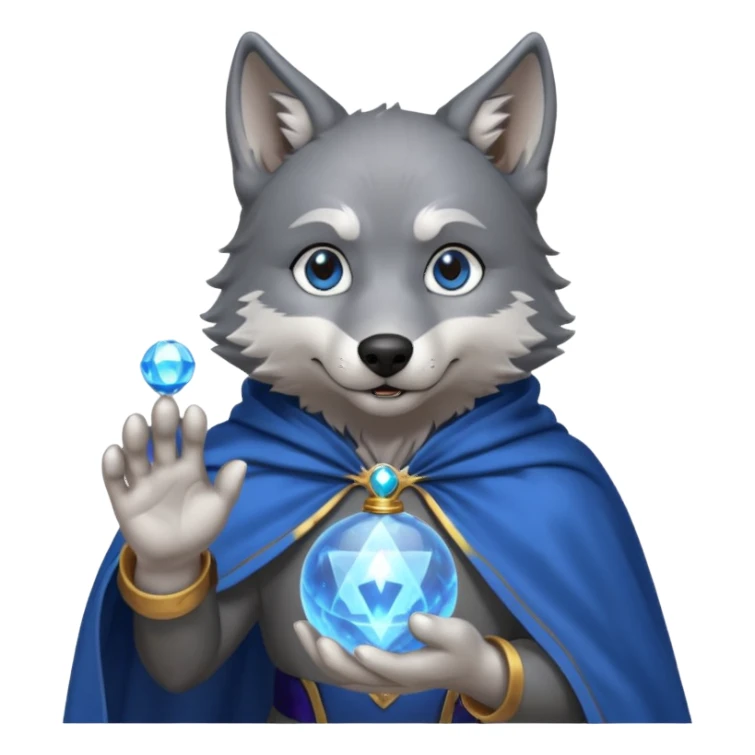 a wolf in a cape, wizard, magic in paw sticker