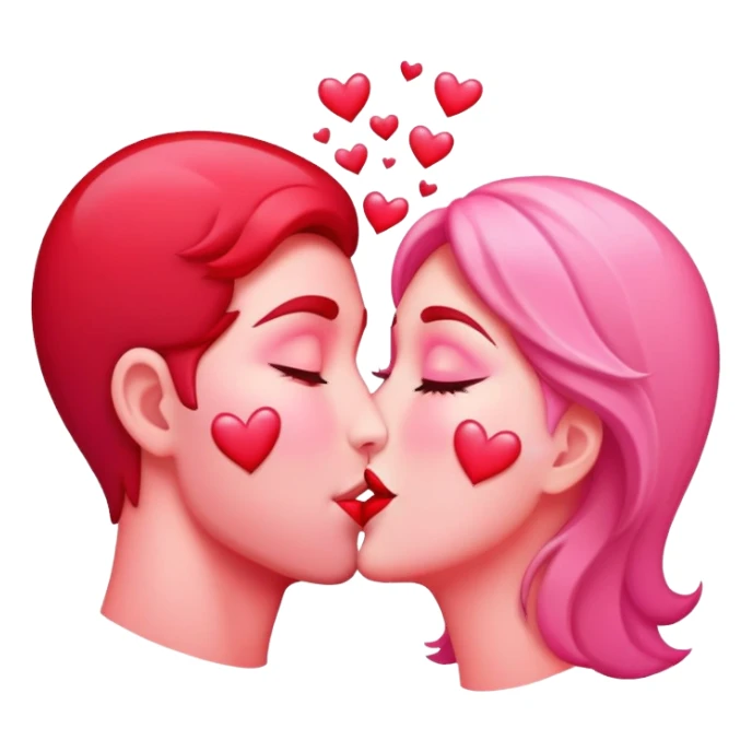 passionate kiss with hearts sticker