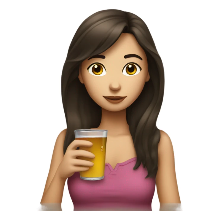 Brunette girl drinking sticker