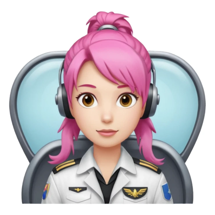 Commander Bloom – pink ponytail pilot in white uniform sticker