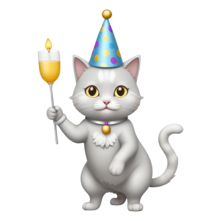 a full-body white cat new year  sticker