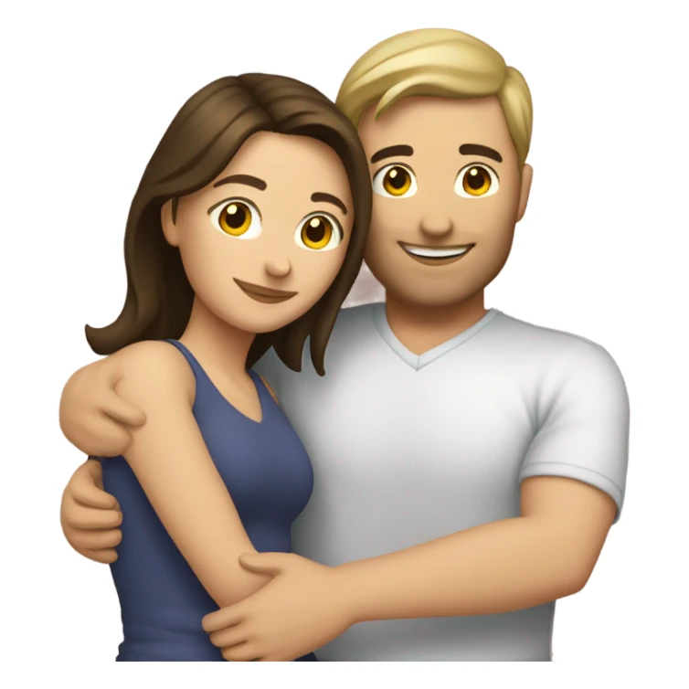 caucasian brunette couple hugging sticker