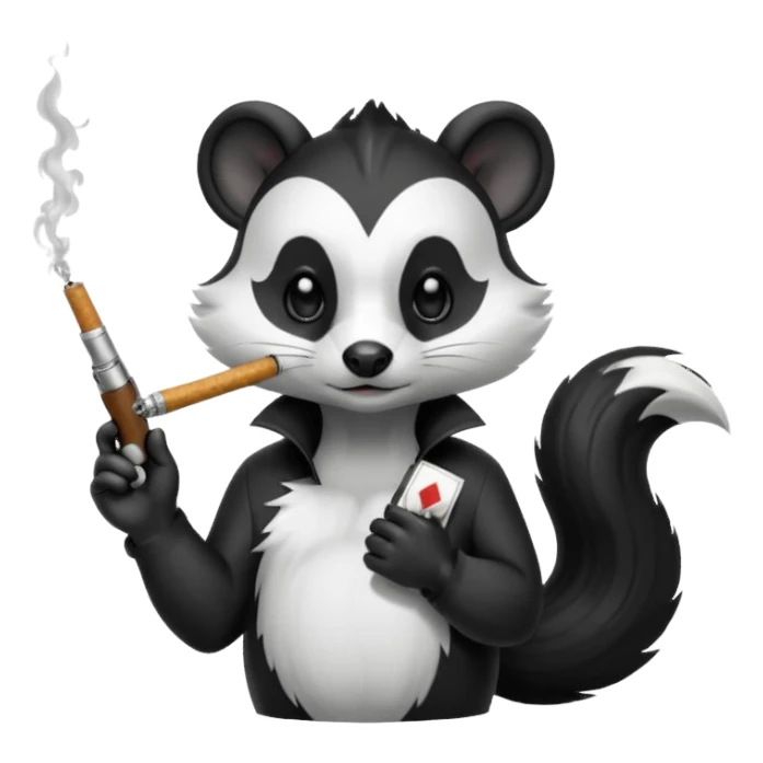 skunk smoking a cigarette with a gun sticker