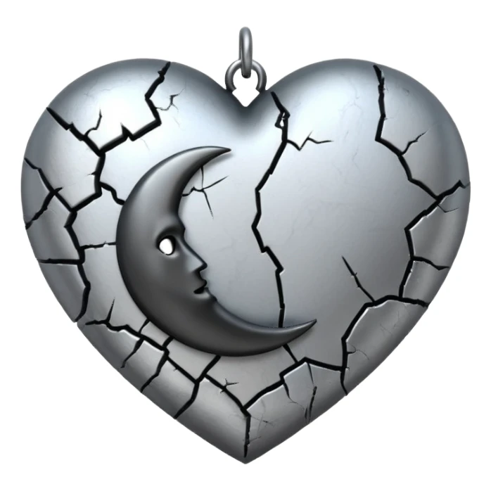 emo heart with crescent moon and black chain sticker
