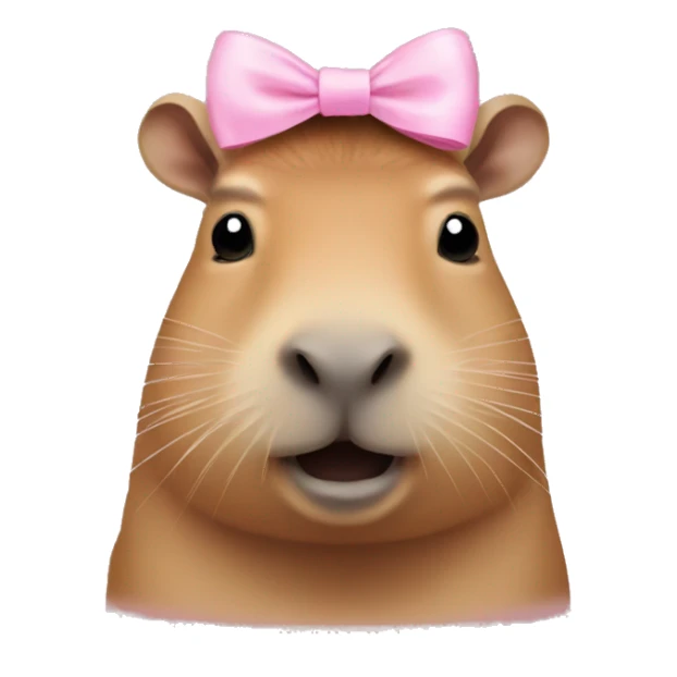 capybara with light pink bow on head sticker