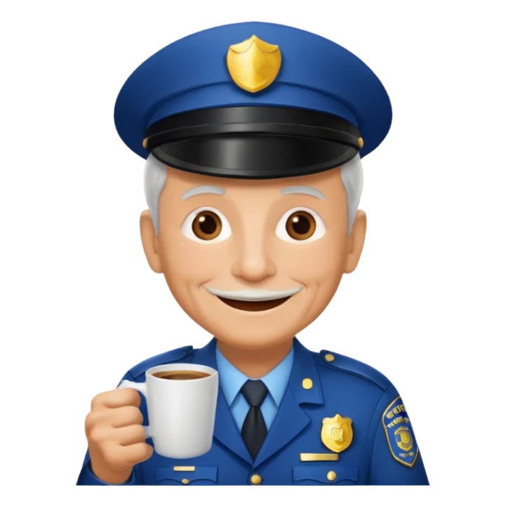 police officer elderly with coffee sticker