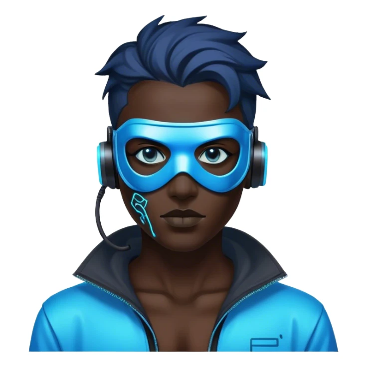 cyberpunk style blue neon hacker sticker