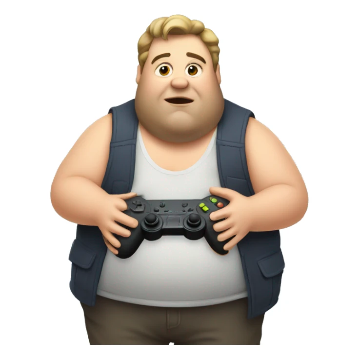 fat guy with a gaming console sticker