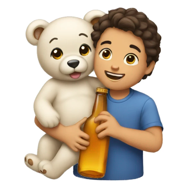 jj with a bear cub and a bottle  sticker