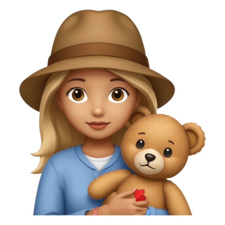 girl wearing hat with teddy bear  sticker